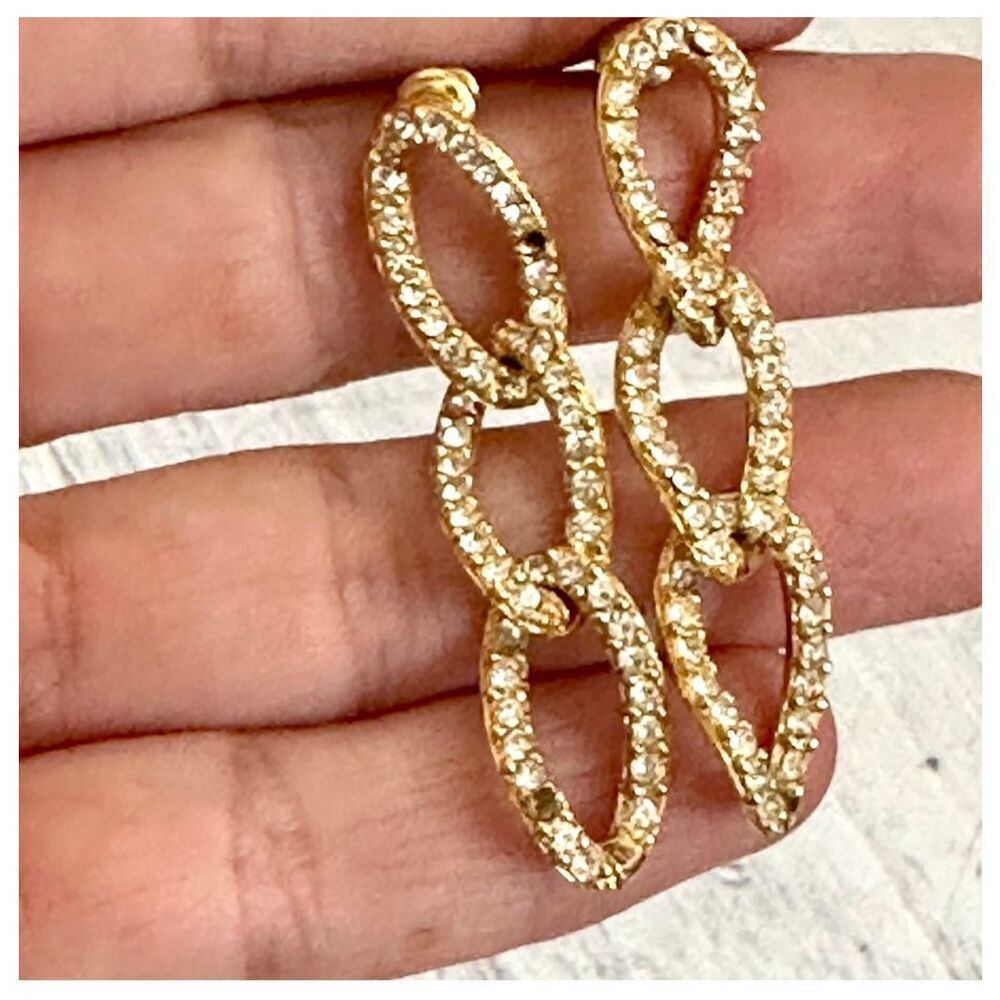 Givenchy faux diamond gold tone link earrings